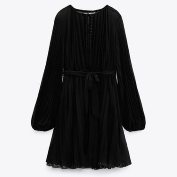 Zara Dresses Zara Pleated Dress With Belt Poshmark